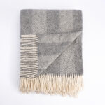 WoolLando 100% NEW ZEALAND luxury blanket STRIPED LIGHT GREY