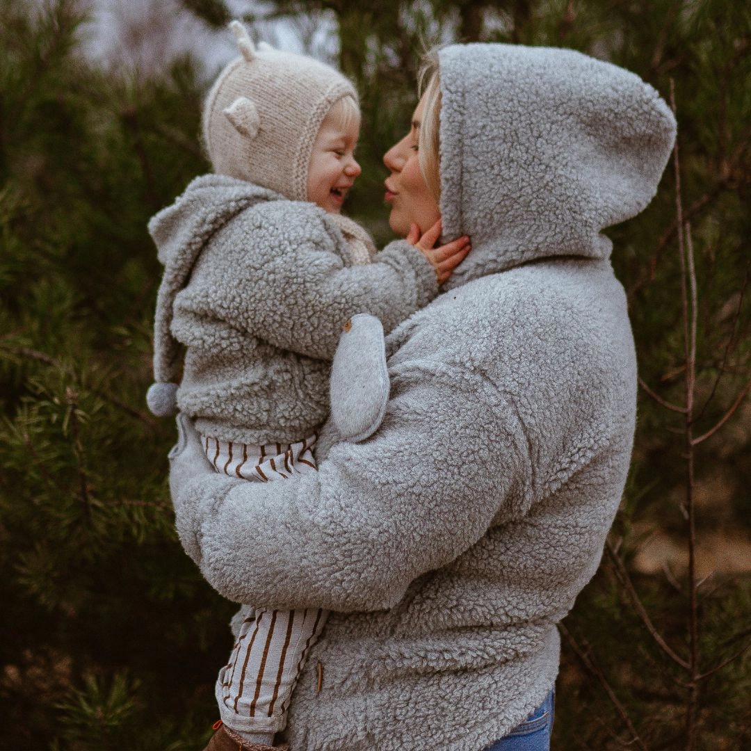 Zaffiro black lamb’s wool jacket with hood ZOYA UNISEX