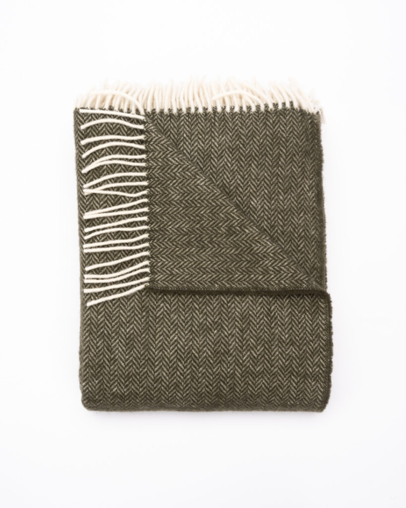 Woolland NEW ZEALAND 100% wool blanket GREEN FOREST