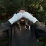 Women’s white angora wool mittens ALBA