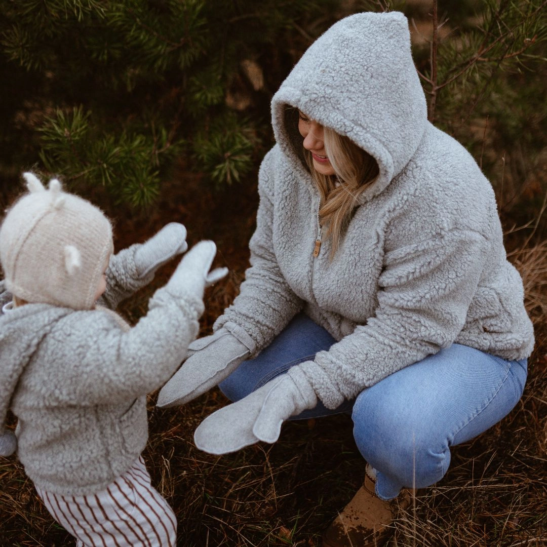 Zaffiro lambswool grey hooded jacket ZOYA UNISEX