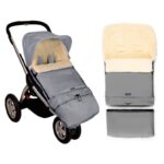 Sleep&Grow natural wool grey baby footmuff / sleeping bag with extension, Zaffiro