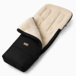 Natural wool black baby footmuff / sleeping bag with extension, Zaffiro