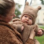Children’s brown lamb wool hat with ears, Zaffiro