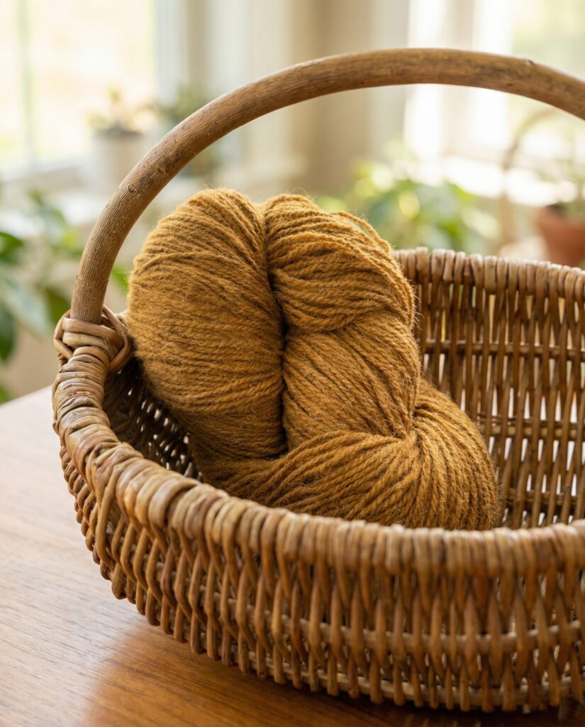 Sheep wool yarn 1 kg – MUSTARD BROWN, WoolLando