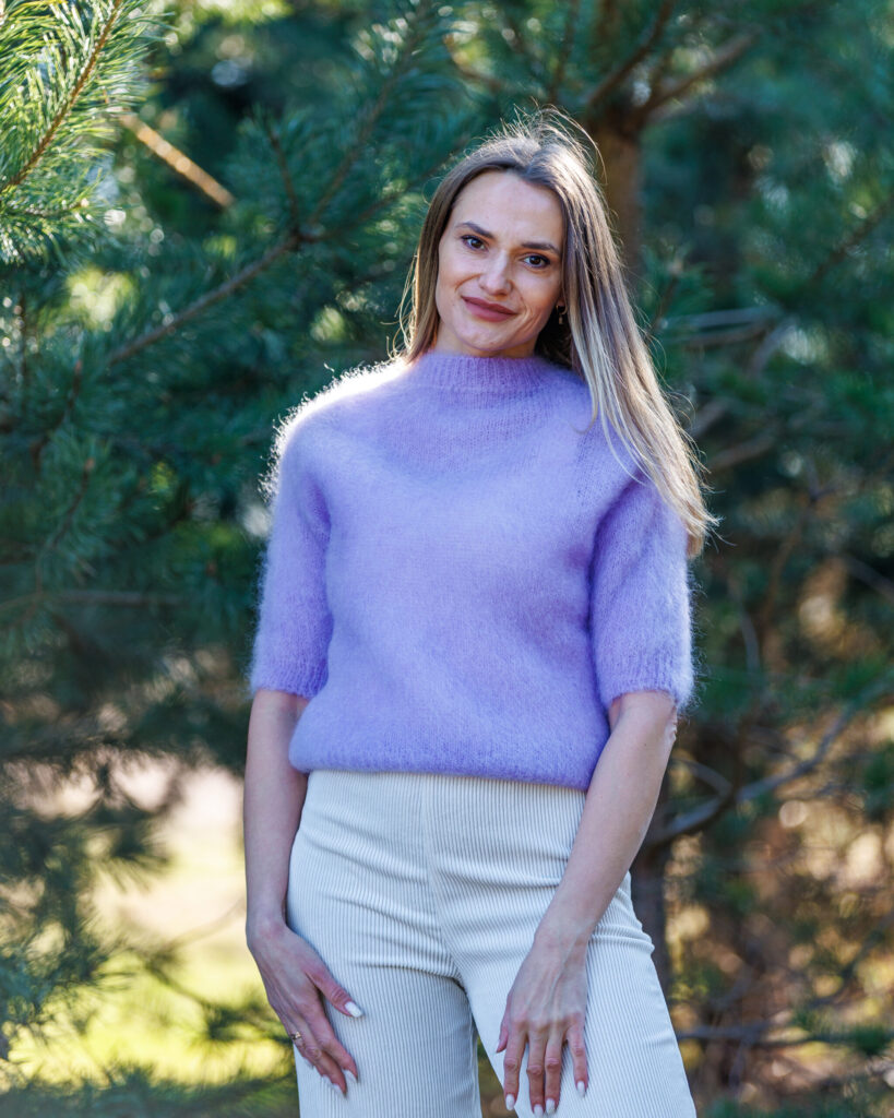 Kid mohair wool sweater PURPLE