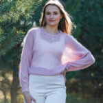 Kid mohair wool sweater ROSE PINK