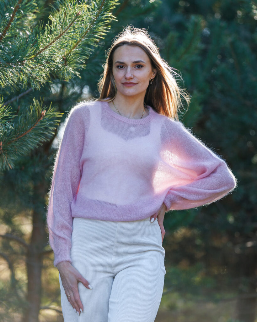 Kid mohair wool sweater ROSE PINK