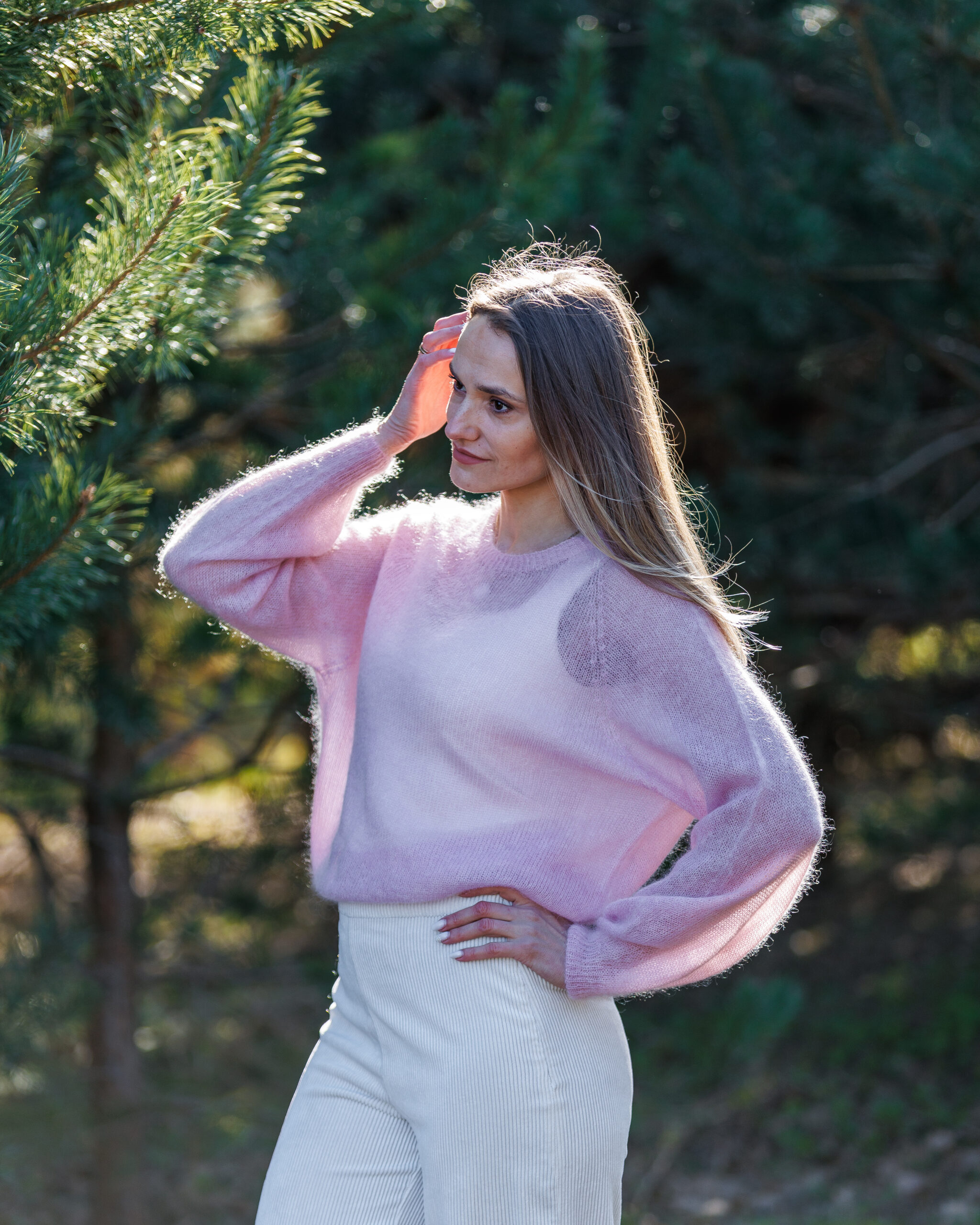 Kid mohair wool sweater ROSE PINK