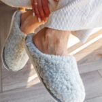 Merino wool grey slippers MIGLA, WoolLando