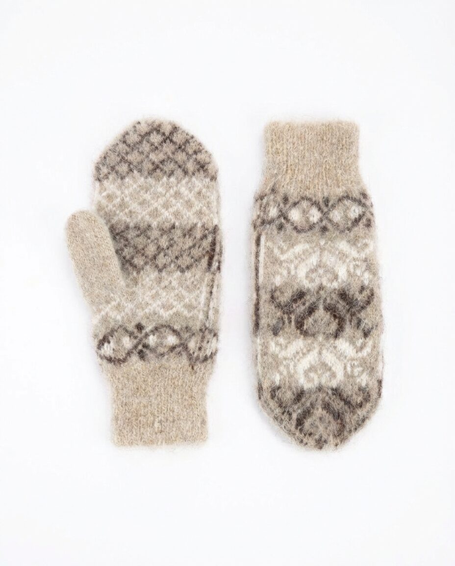Women’s white merino wool mittens WINTER, WoolLando
