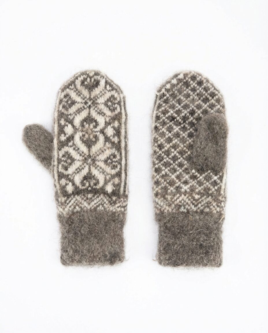 Women’s white merino wool mittens WHITE WINTER, WoolLando