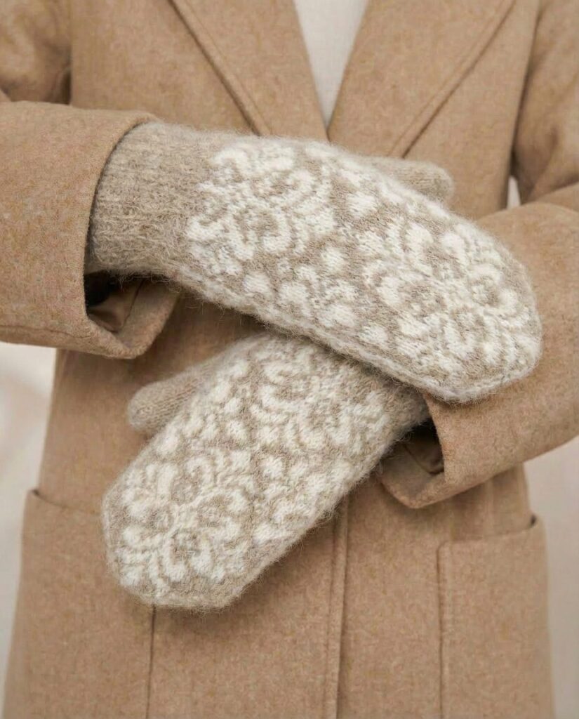 Women’s merino wool mittens SNOWFLAKE, WoolLando