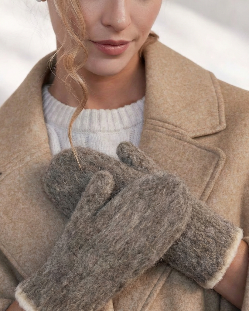 Brown mittens made of 100% dog wool, unisex – WoolLando