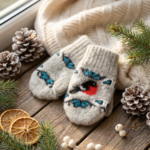 Children’s grey wool mittens SNIEGENA, WoolLando