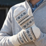 Men’s white merino wool mittens WINTER, WoolLando