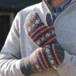 Men’s grey merino wool mittens NORDIC, WoolLando