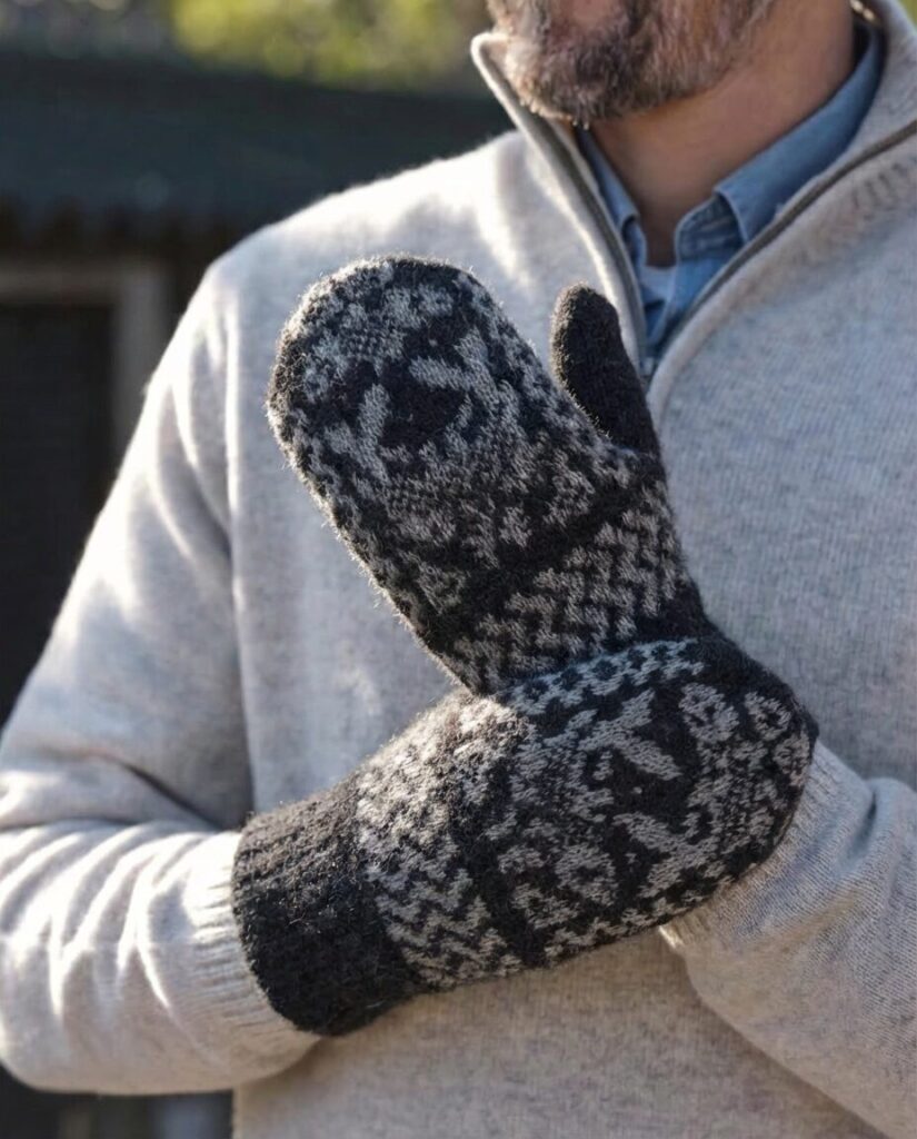 Men’s merino wool mittens FROST, WoolLando