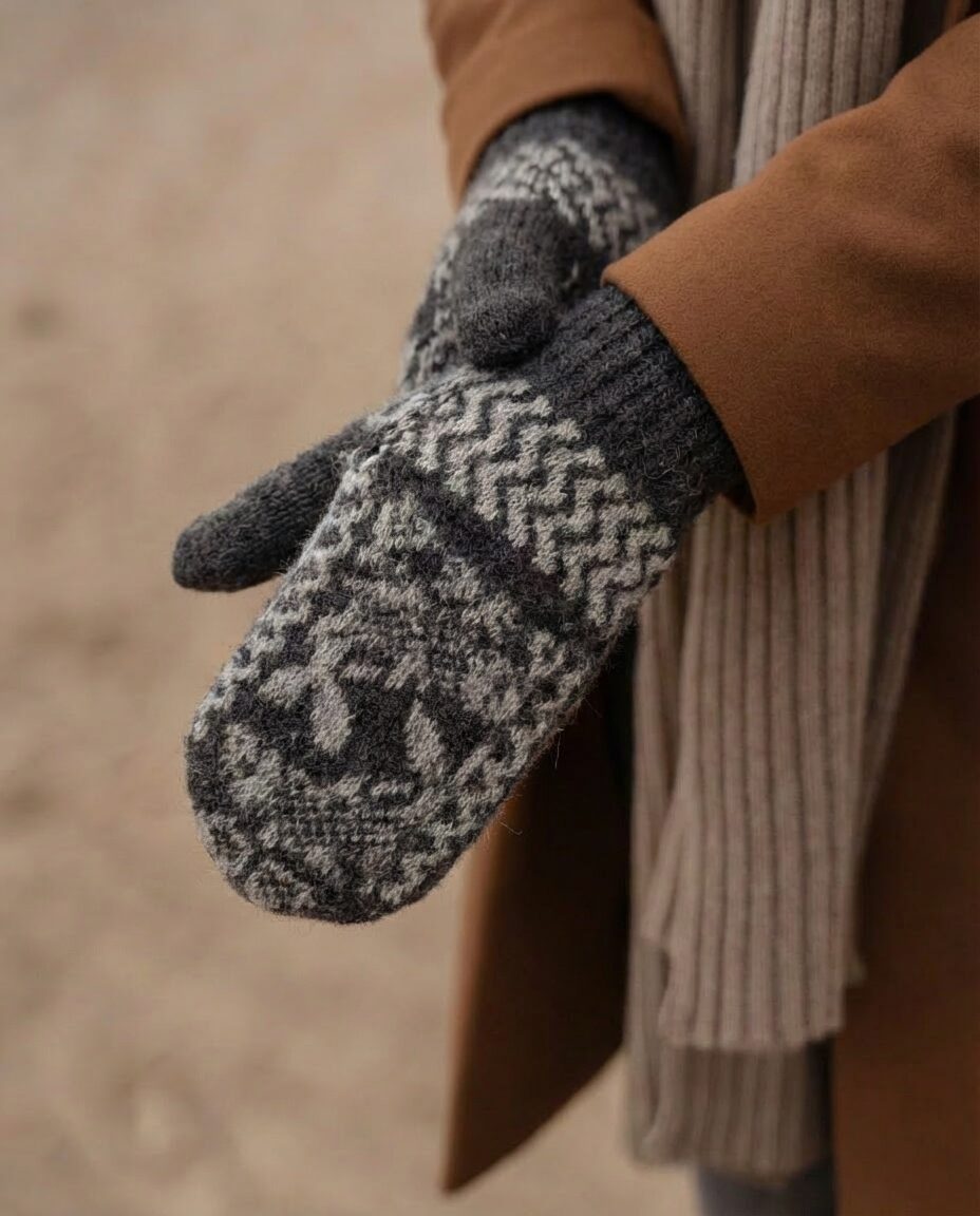 Men’s merino wool mittens FROST, WoolLando