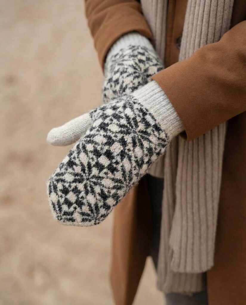 Men’s merino wool mittens TRUFFLE, WoolLando