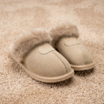 Women's natural fur slip-on slippers RASA, WoolLando