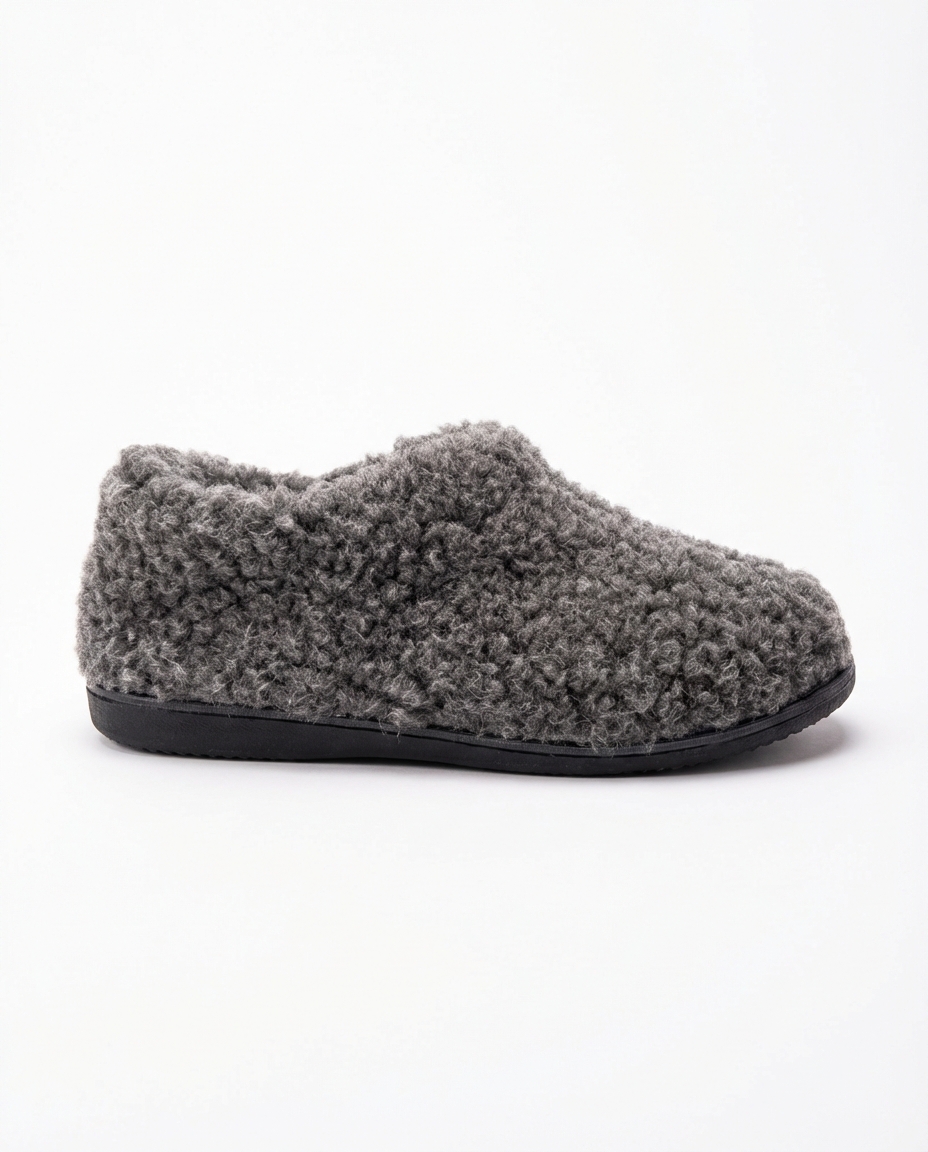 Merino wool black boot-style slippers KAJUS, WoolLando