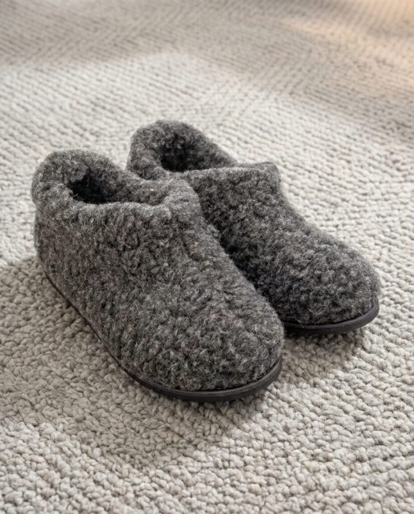 Merino wool black boot-style slippers KAJUS, WoolLando