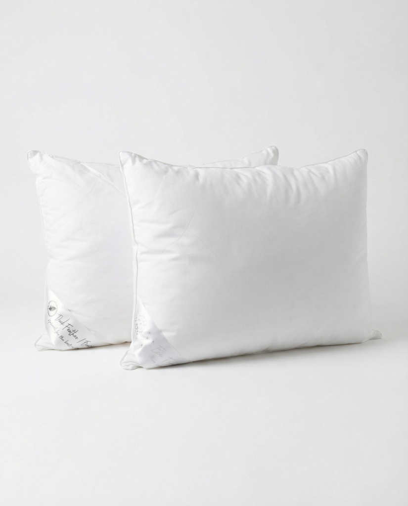 Ergonomic down and feather pillow