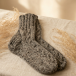 Handmade sheep–dog wool brown socks, WoolLando