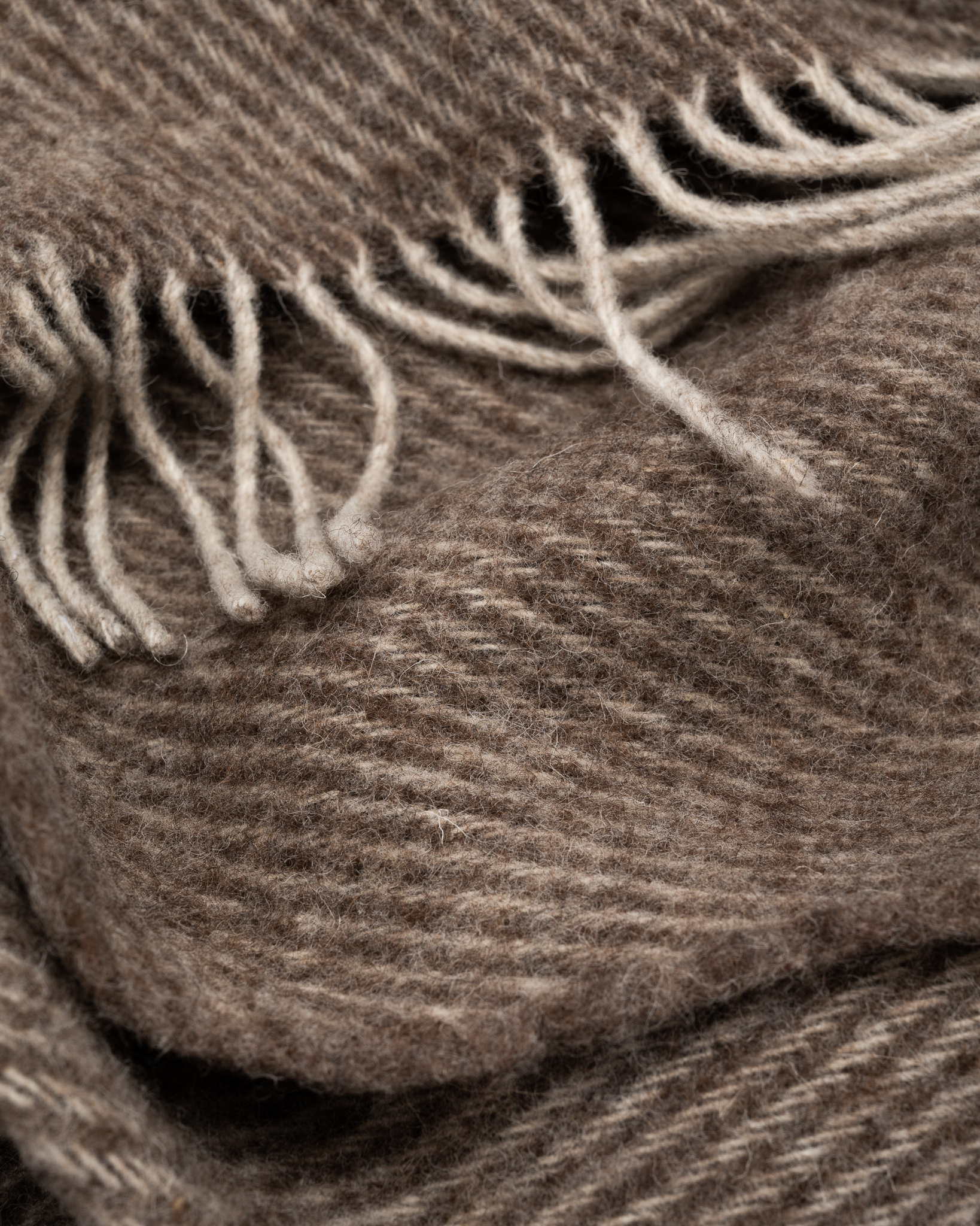 New Zealand sheep wool blanket STRIPED DARK BROWN, WoolLando