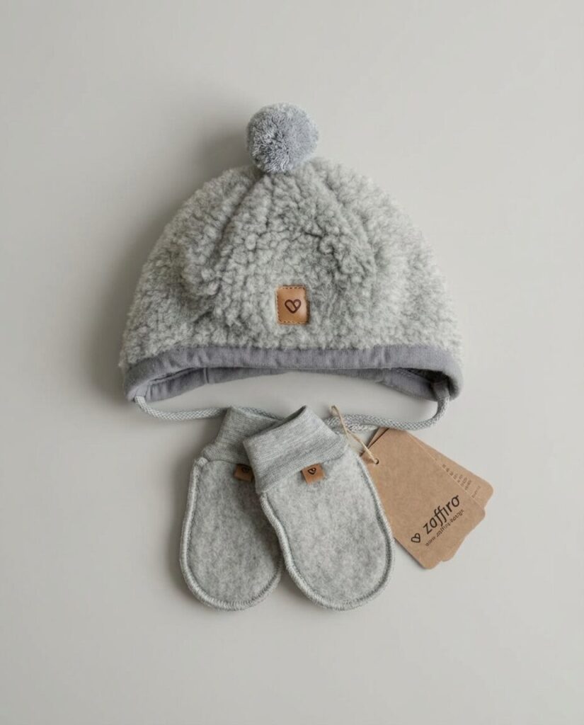 Children’s grey lamb wool set, Zaffiro