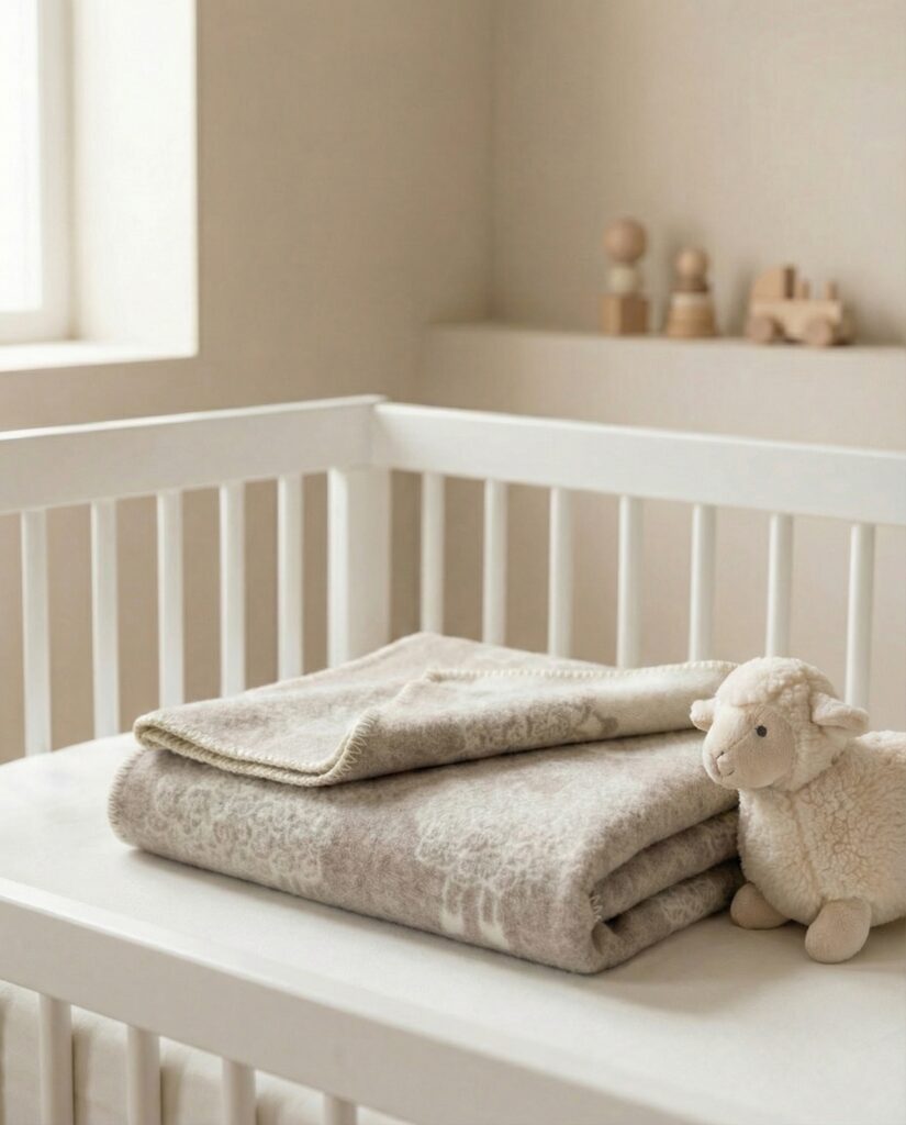 Children’s cream wool blanket LITTLE SHEEP