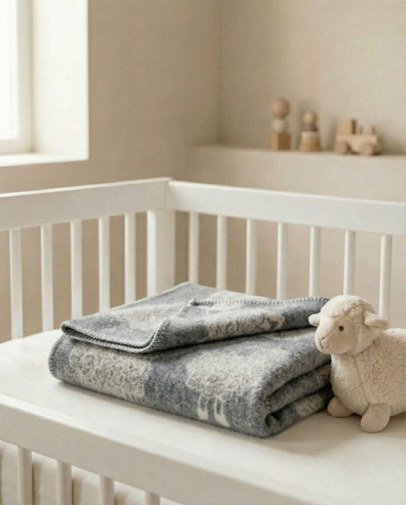 Children’s grey wool blanket LITTLE SHEEP