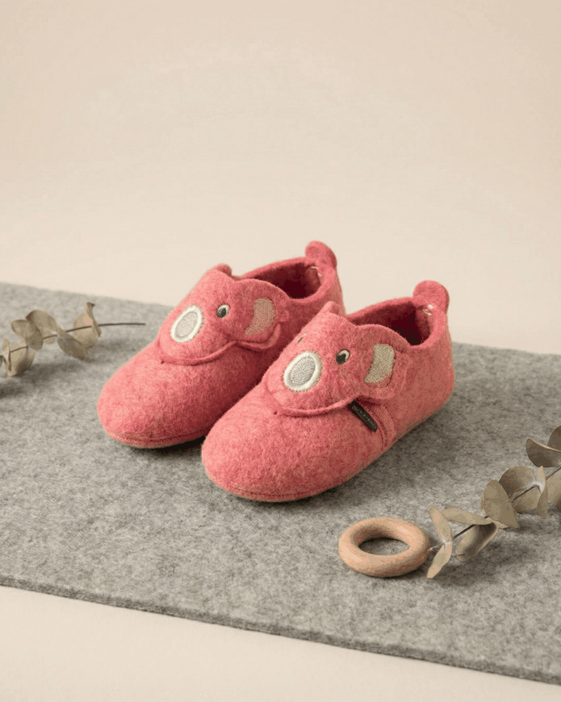 Children’s pink natural wool felt boots KOALA, WoolLando