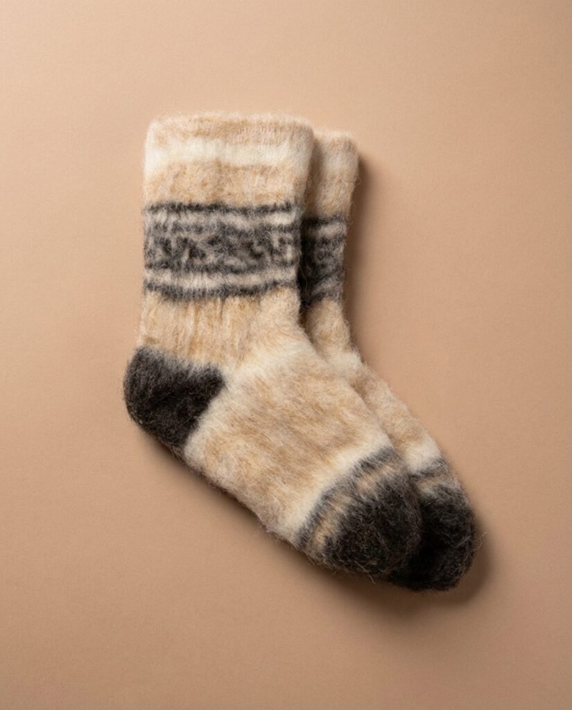 Felted blood circulation–improving 100% Siberian Husky wool socks, WoolLando