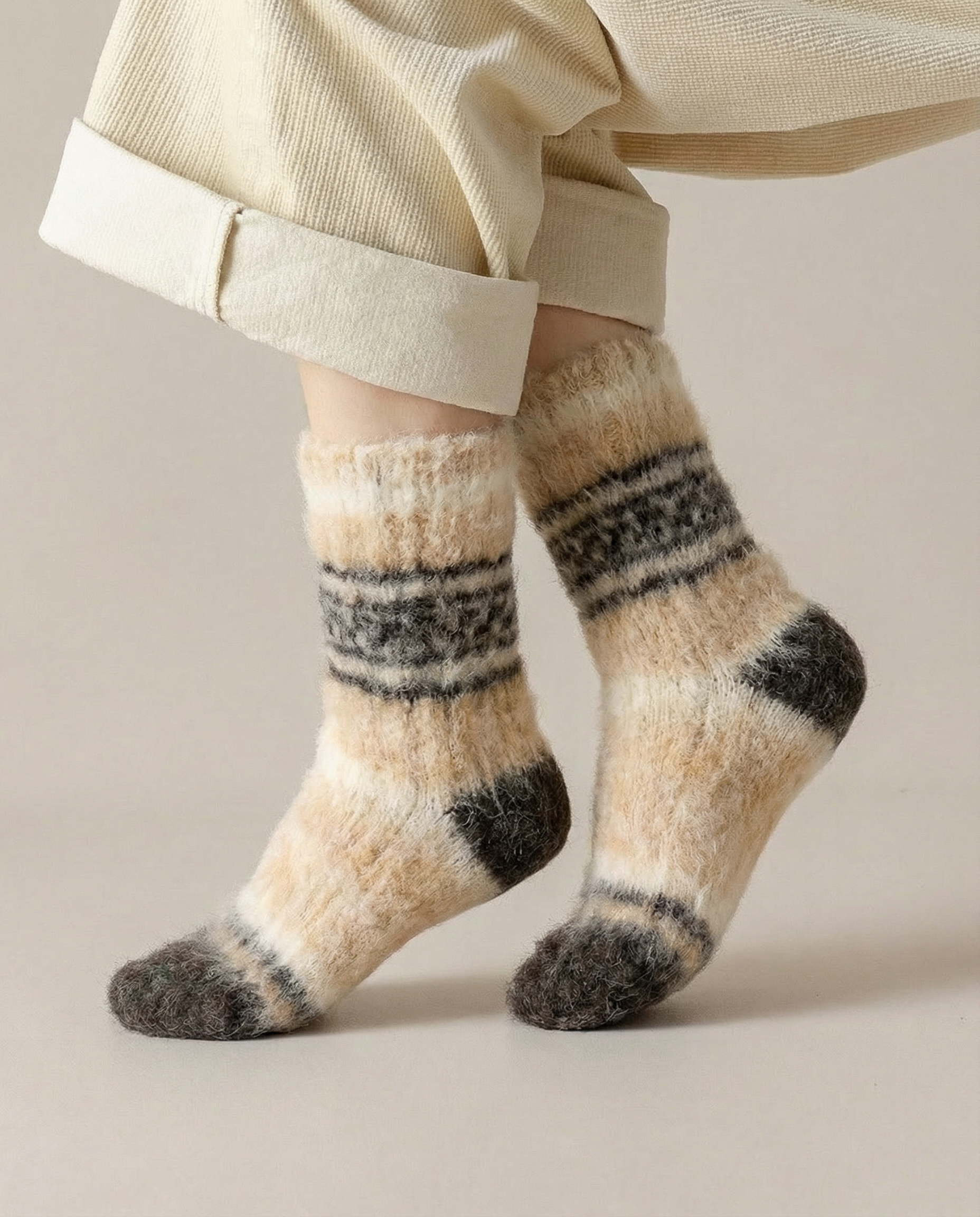 Felted blood circulation–improving 100% Siberian Husky wool socks, WoolLando