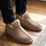 Men’s brown natural fur leather ankle boots NERO, WoolLando