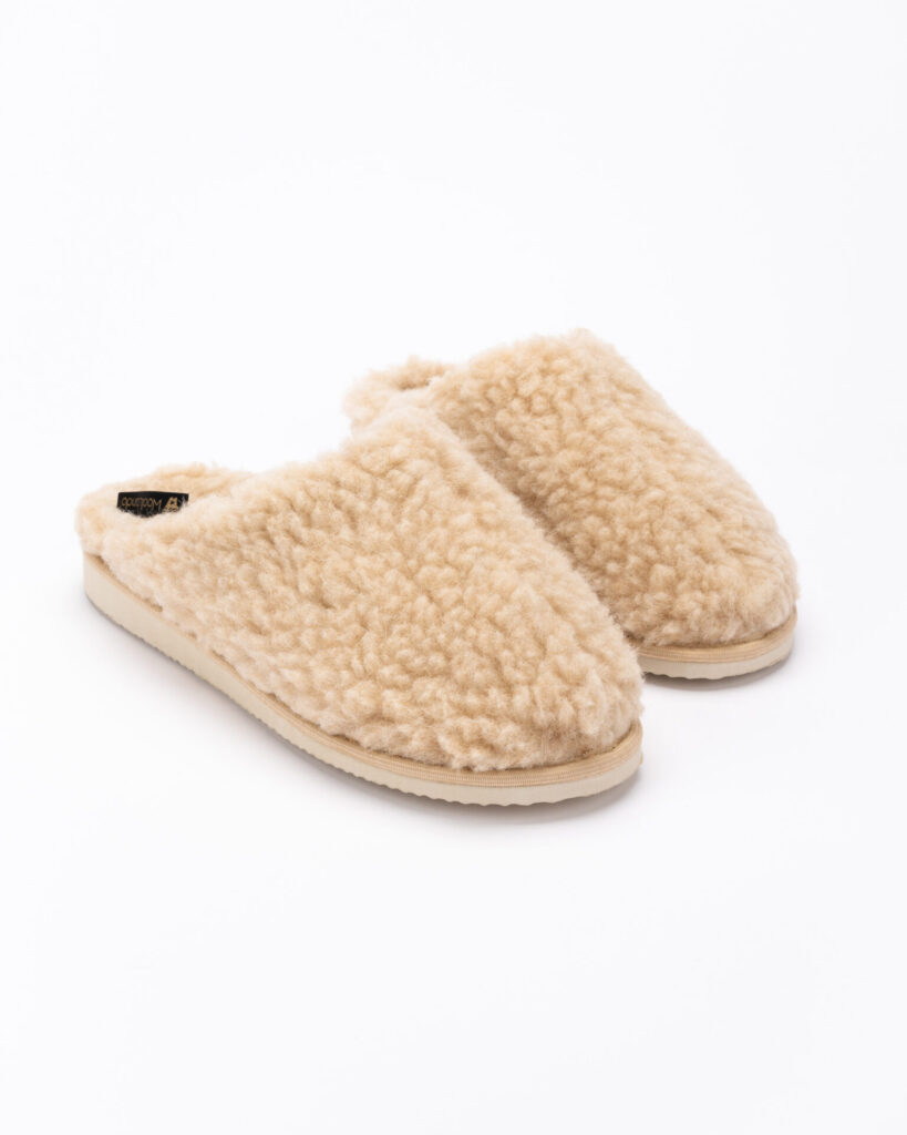 Merino wool cream slippers CAPPUCCINO, WoolLando