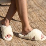 White open merino wool slippers UNA, WoolLando