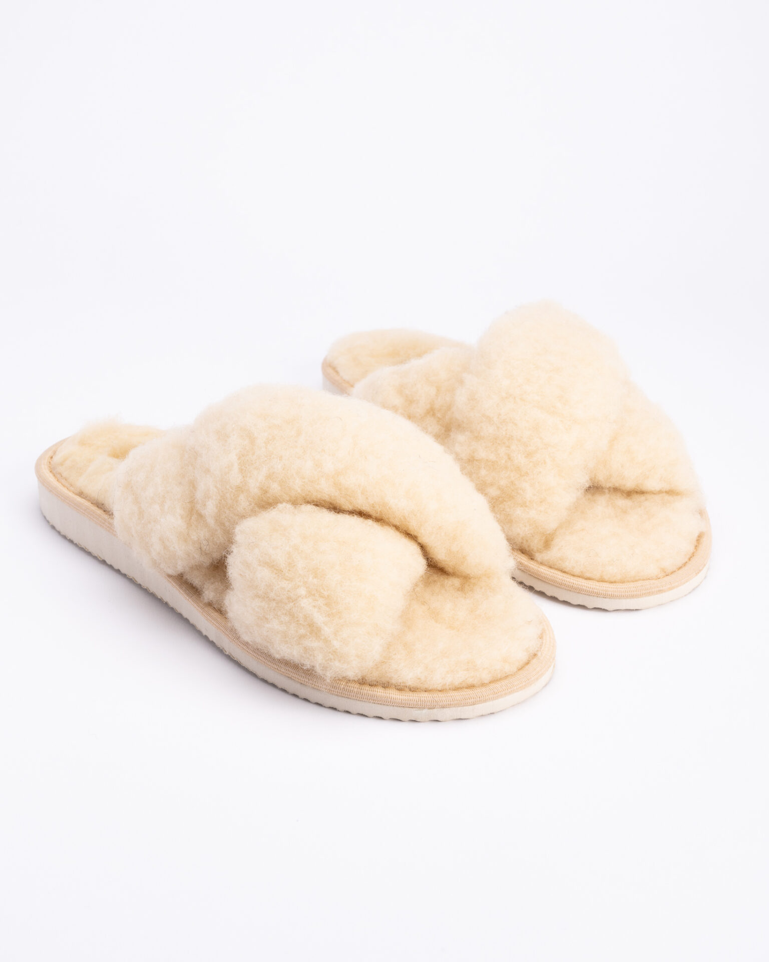 White open merino wool slippers UNA, WoolLando
