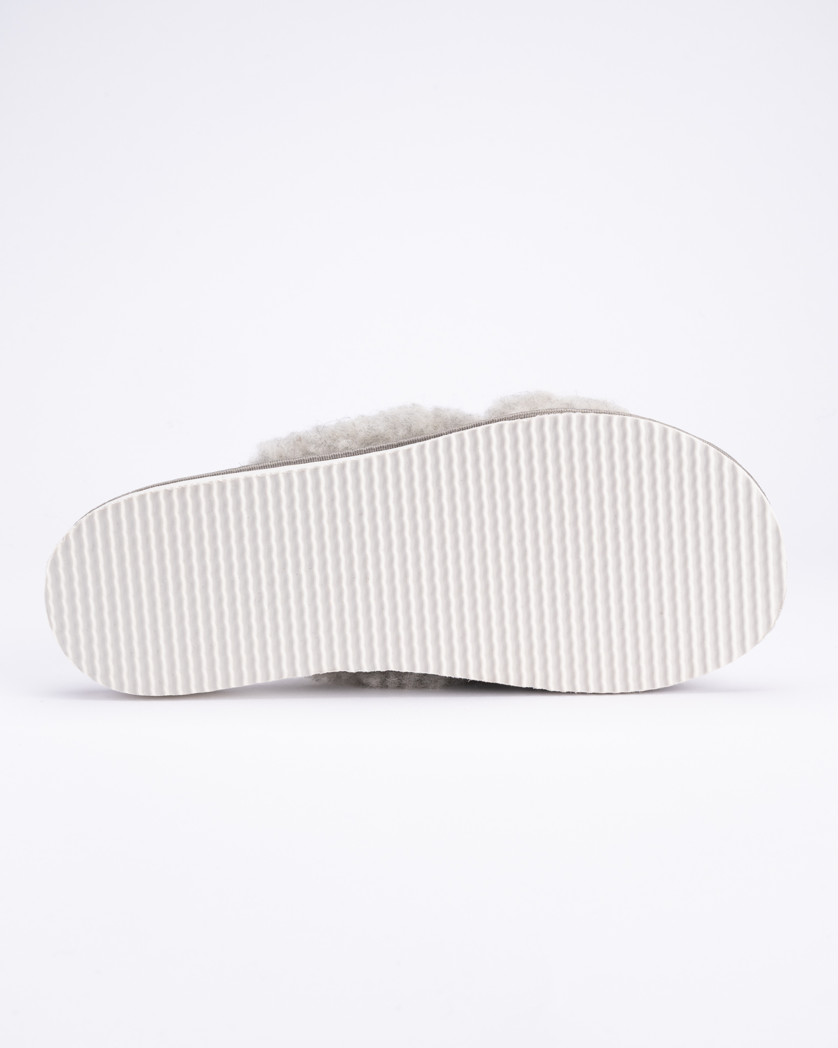 Grey open merino wool slippers LIRA, WoolLando