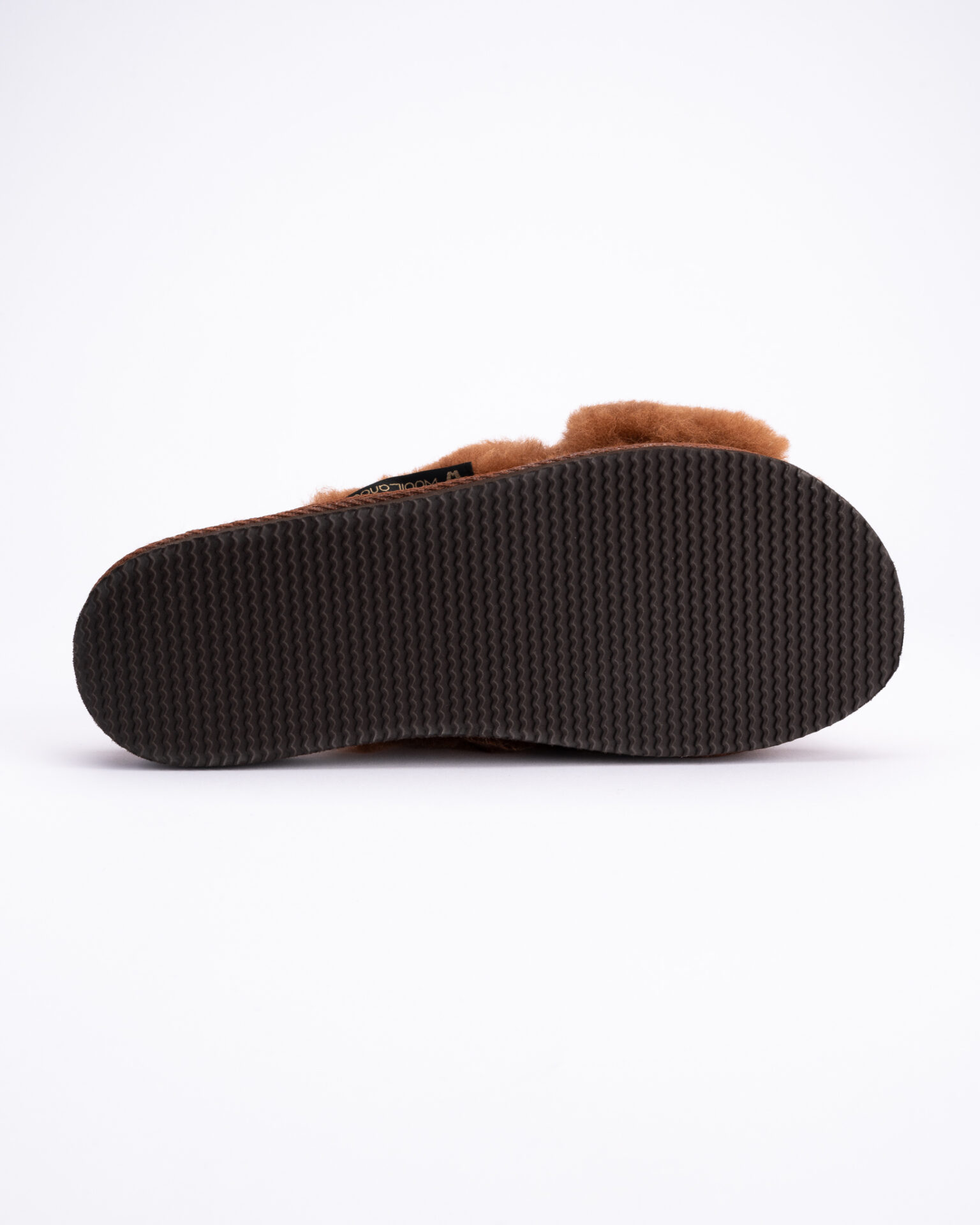 Women’s brown natural fur open slippers ELVA, WoolLando