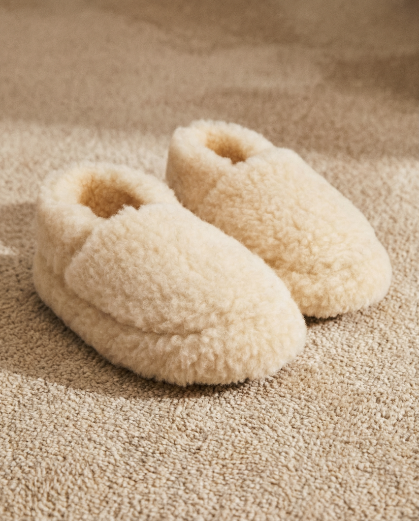 White merino wool ankle boot slippers CLOUD, WoolLando