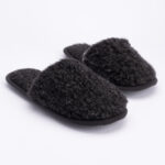 Black Merino wool slippers BLACK, WoolLando