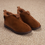 Men’s brown natural fur suede ankle boots REXO, WoolLando