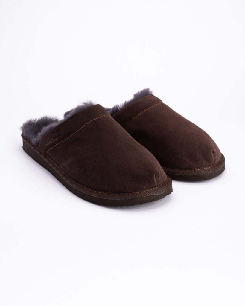 Men’s natural fur leather slippers BRUNO, WoolLando