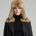 Natural fox fur black hat AIBA