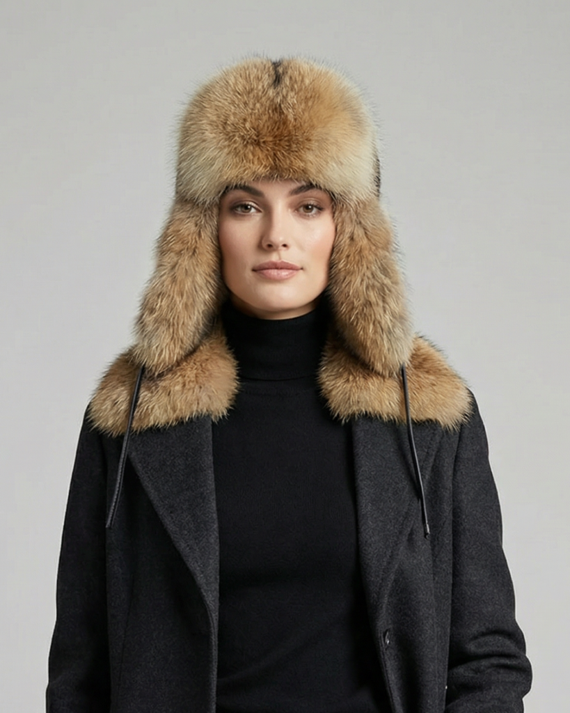 Natural fox fur black hat AIBA