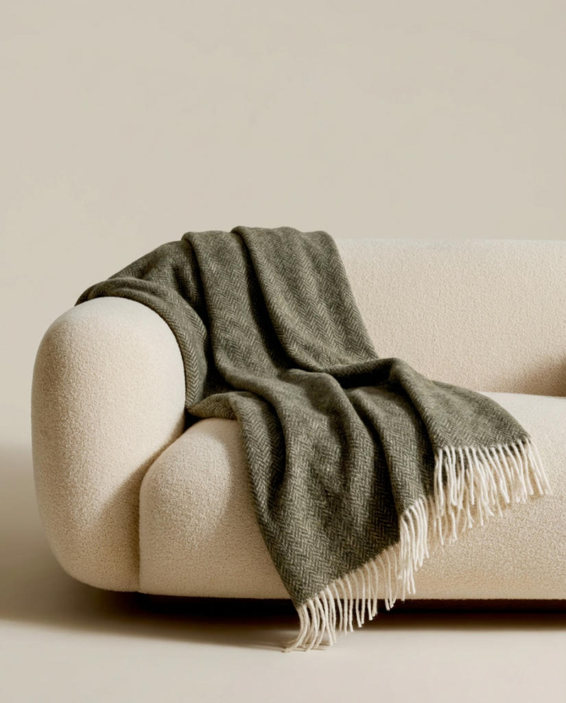 New Zealand sheep wool blanket GREEN FORREST, WoolLando