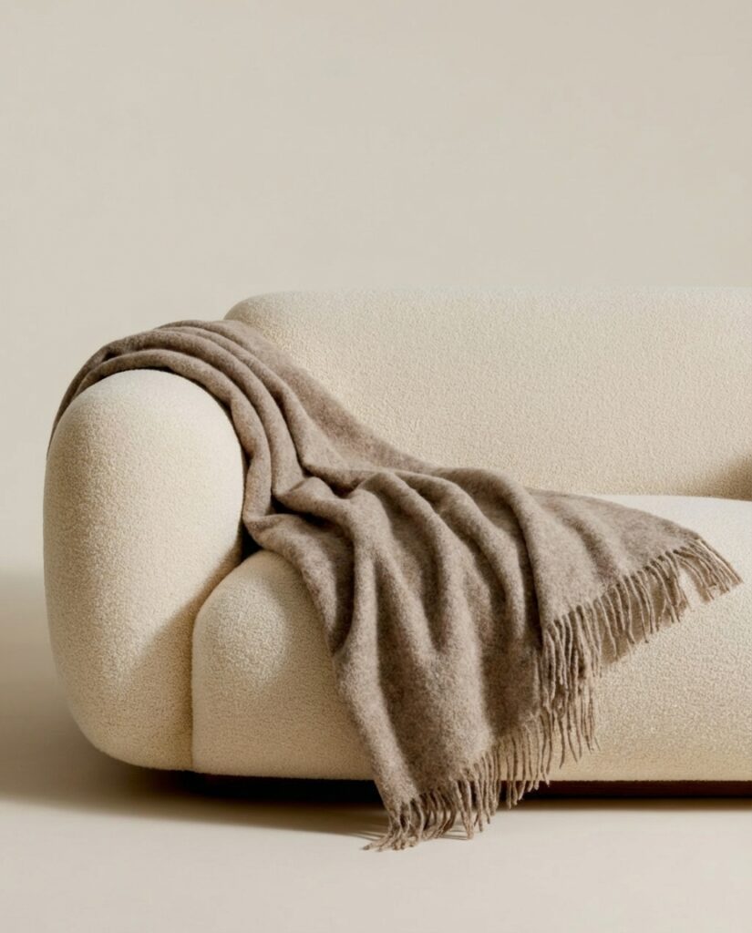 New Zealand sheep wool blanket LIGHT BROWN, WoolLando